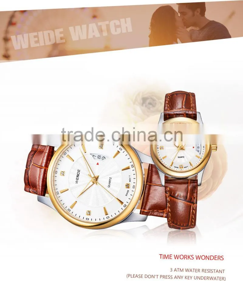 Most popular China online shopping women leather couple lover wrist watch