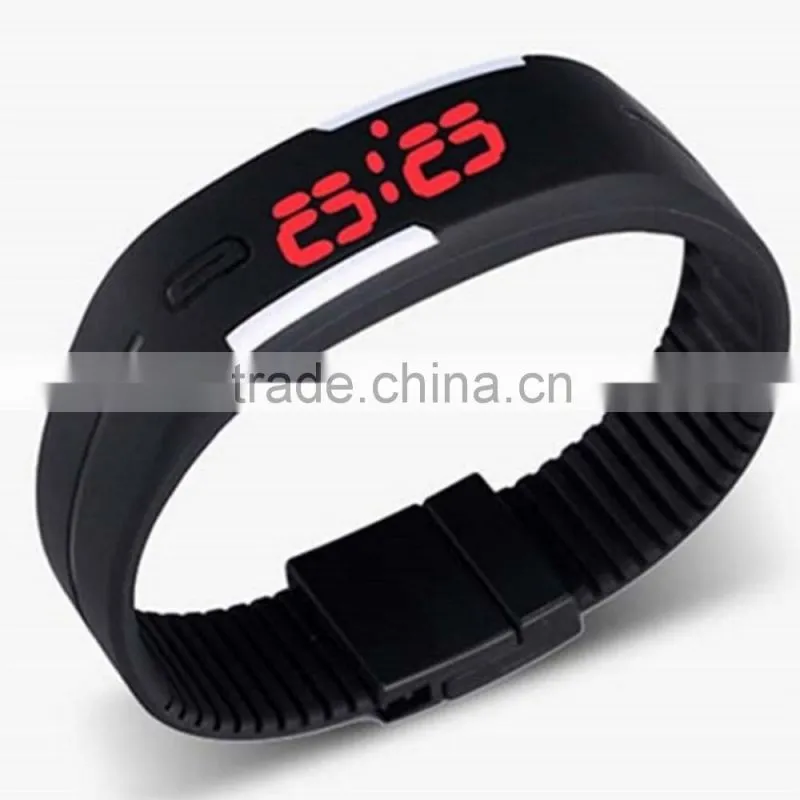 Fashion Design Ultra Thin Sports Silicone Digital Unisex LED Sports Bracelet Wrist Watch