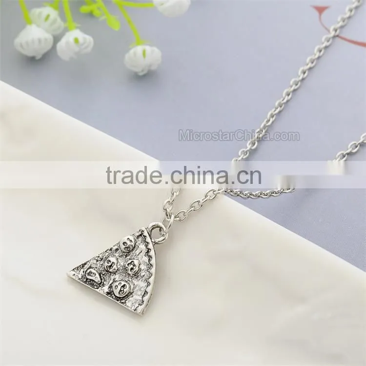 6pcs Gold Silver Friendship Pizza Slice Necklaces Pizza Necklace