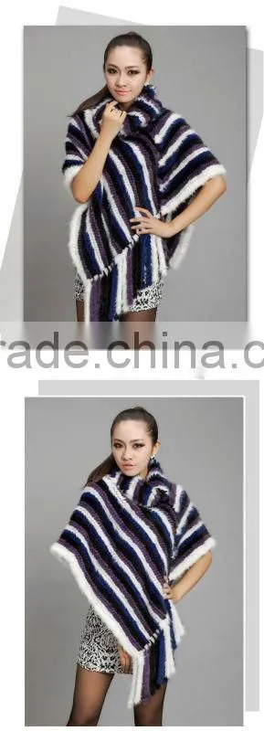 Real Mink Fur Woman Fashion Shawl/Poncho KZ14081