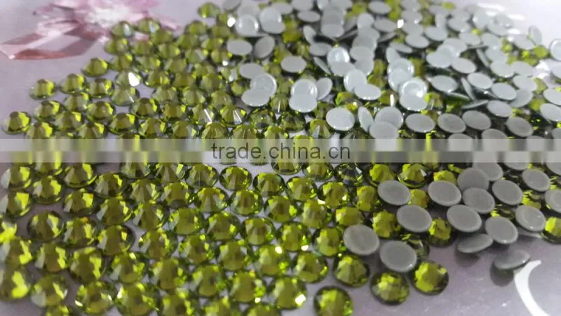 hot selling new quality ss20 olive color DMC hot fix stone with super shine