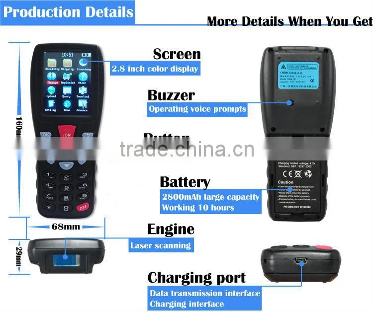 Bottom Price! 4" gprs wifi fingerprint rugged supermarkt pda with barcode scanner