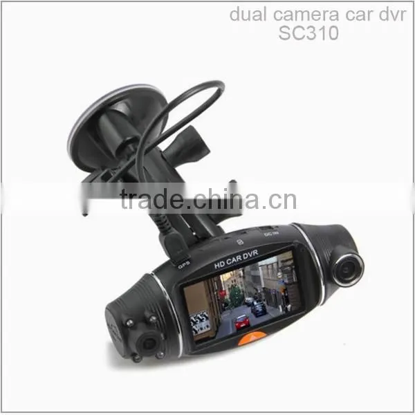 SC310 high quality 2 channel car dvr 2.7 dual camera gps g-sensor car dvr