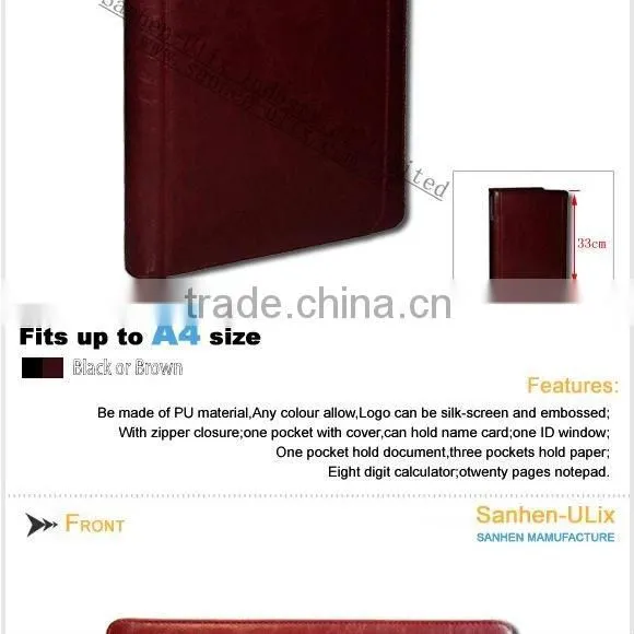PU MATERIAL WRITING FOLDER WITH CALCULATOR