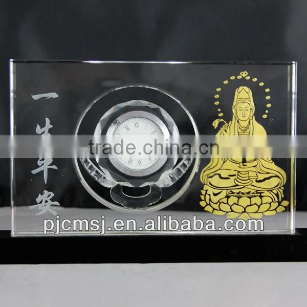 decration gift crystal glass table timepiece