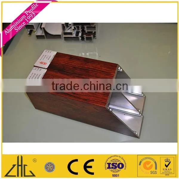 Wow!!wood finish aluminium frame factory supplier/wood color aluminium extrusion/6063T5 transfer paper for aluminium wood grains