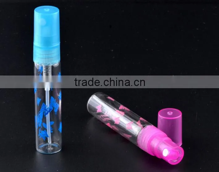 The butterfly frosting 5 ml cosmetic packaging bottle perfume bottles Portable perfume spray bottle glass drawn tube bottles