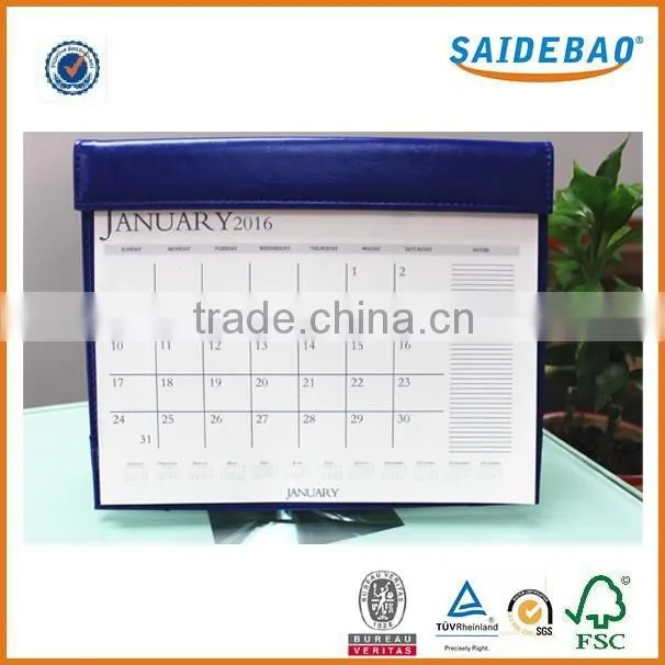 2016 leather table calendar /wall calendar, custom dairy for gift
