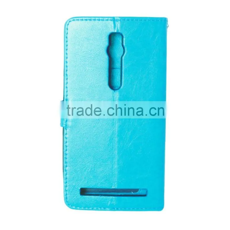 PU Leather Cell Phone Flip Wallet Kickstand Case for ASUS ZenFone 2