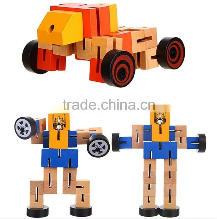 Mini wooden toy autobot