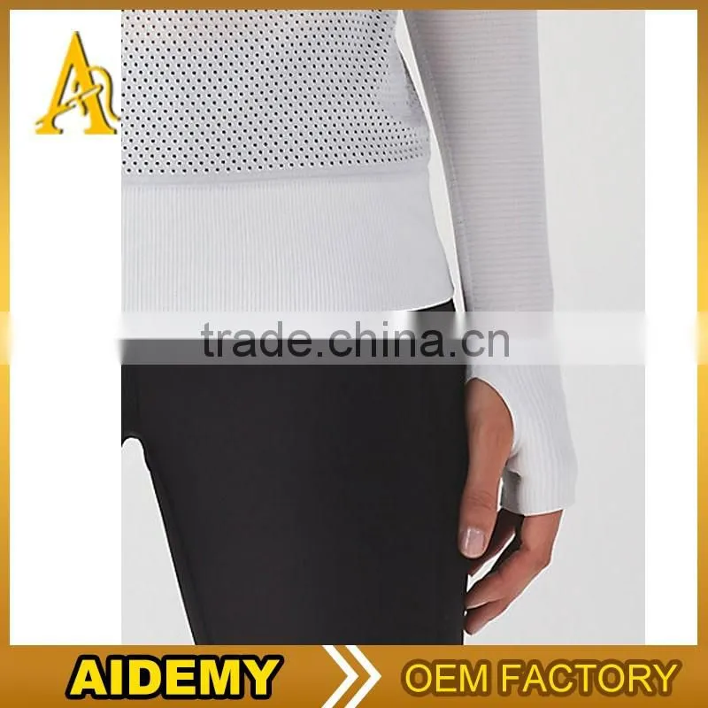 long sleeve womens tee wholeasle sports mesh New design long women t shirts sports top women tee sexy yoga tee long sleeve