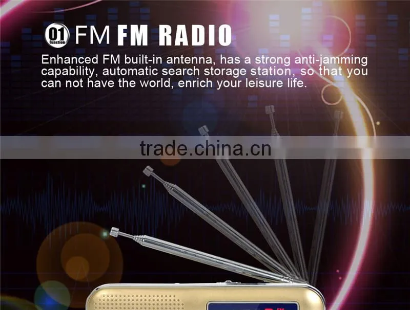 Red portable better air band radio transmitter price Y-896 LED light retro radio
