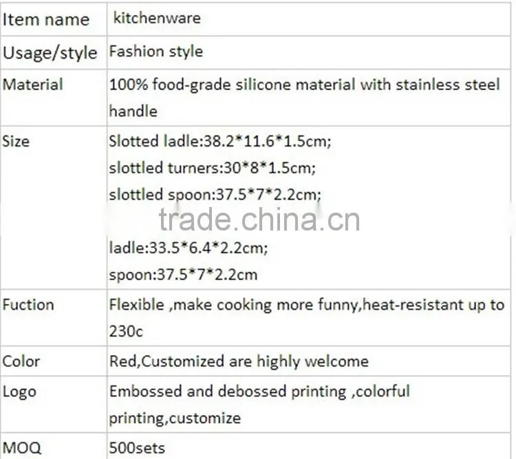 100% food-grade silicone kitchenware sets