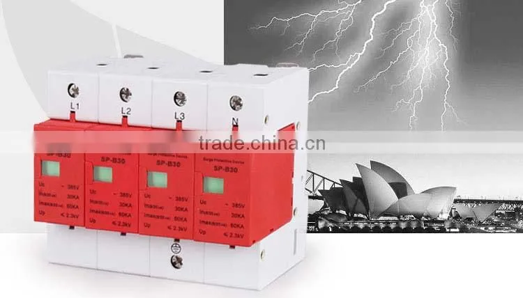 60kA Voltage 4P Lightning Surge Protector Class D protection (SP-B30)