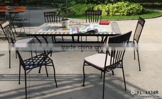 2015 fashionable rectangle mosaic pattern table and chair for garden set
