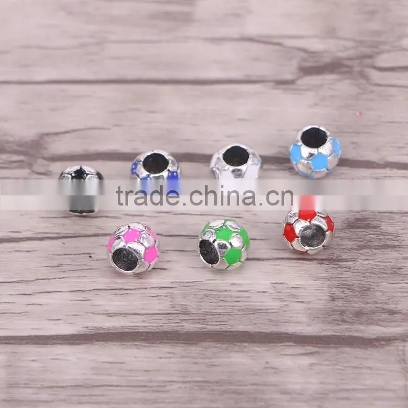Cute Enamel Ball Beads Big Hole Charm Beads fit Bracelet Jewelry
