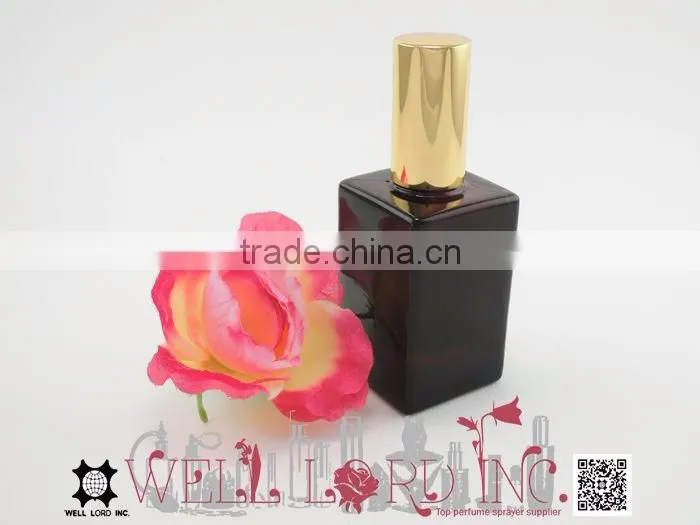 45ml amazing dark red square empty glass bottle with pump sprayer