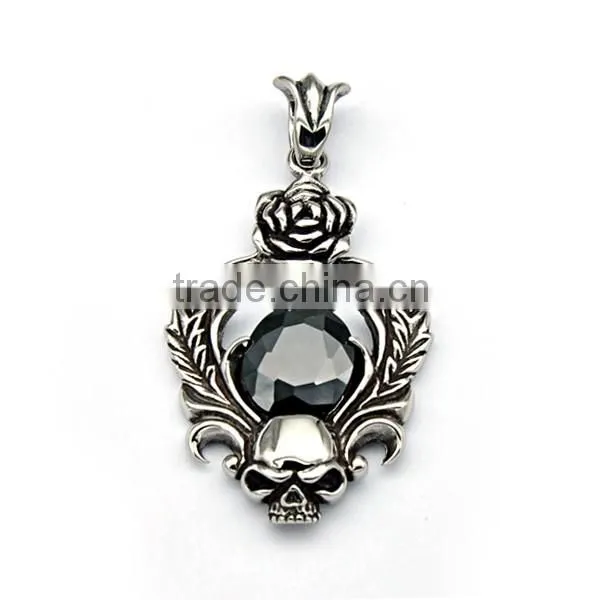 Classic Mens Hiphop Jewelry Never Fade Stainless Steel Crystal Skull Pendant Charm