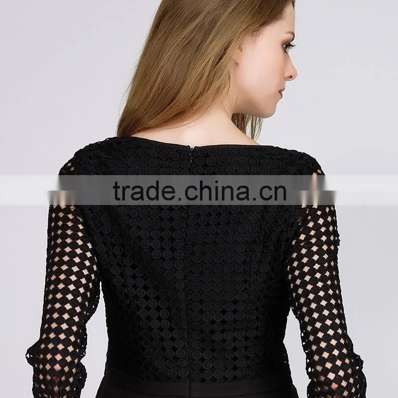 PRETTY STEPS 2016 hot sexy design fashion womans tight long sleeve twill mesh blouse black
