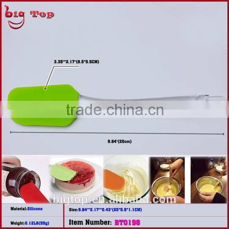 BT0198 9.84" Silicone Butter Scraper with Transparent pp Handle Spatulas Ice Scraper Silicone Bowl Scraper Spatulas