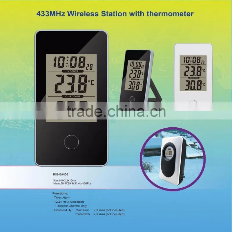 Portable Home/Office RCC Weather Station Black with Indoor Outdoor Thermometer Monitor Digital Alarm Clock
