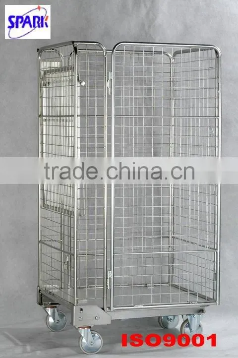 Security folding trolley/roll container pallet