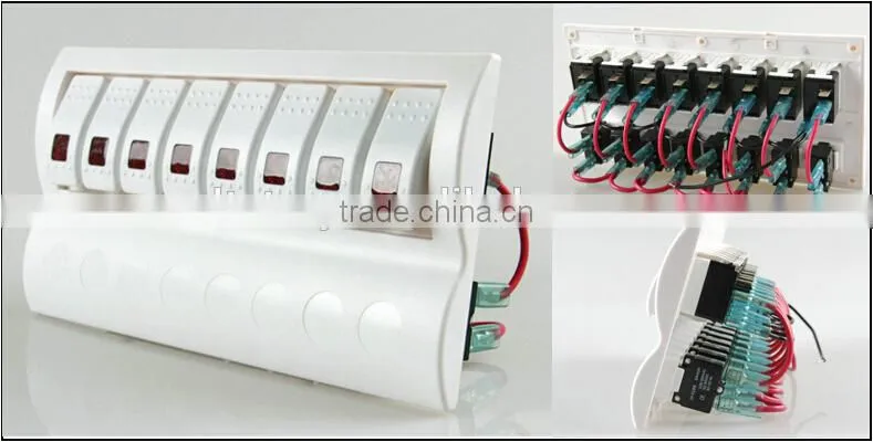MARINE BOAT SPLASHPROOF SWITCH PANEL 8 GANG
