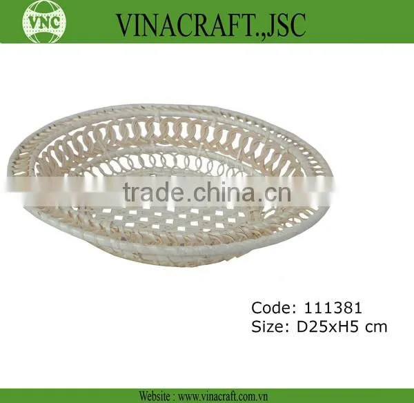 Green double wall woven bamboo basket