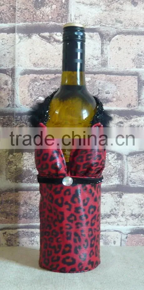 red leopard fashion bra wine bottle bags