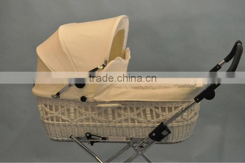 wicker baby basket with soft lining and hood