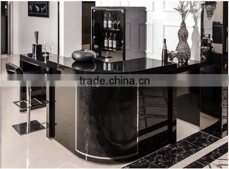 black solid wood leather dining table for home hotel