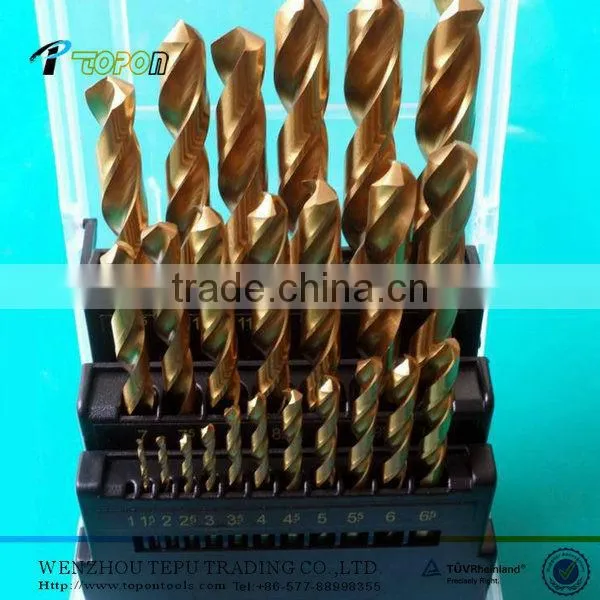 25pcs DIN338 bright finishdrill bit set in plastic box