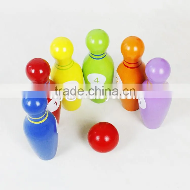 Wholesale mini wooden kids bowling playing set colorful children wooden bowling set toys W01A293