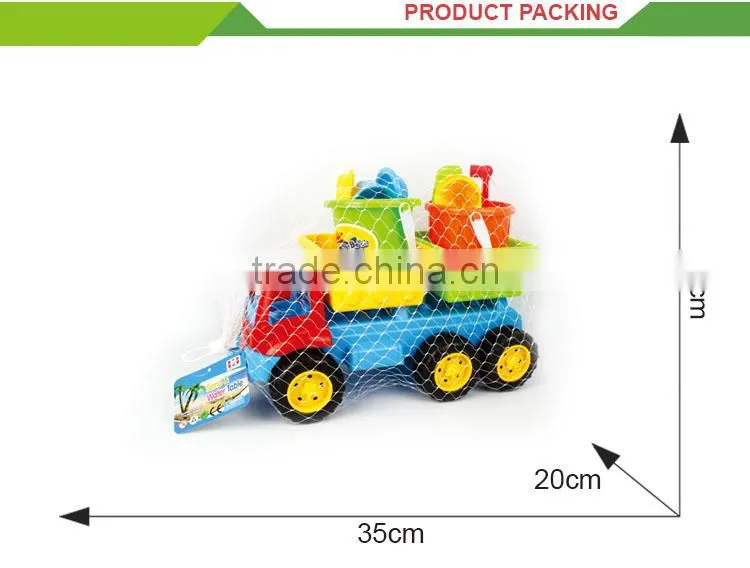 Children summer sand play set plastic wheels for beach cart