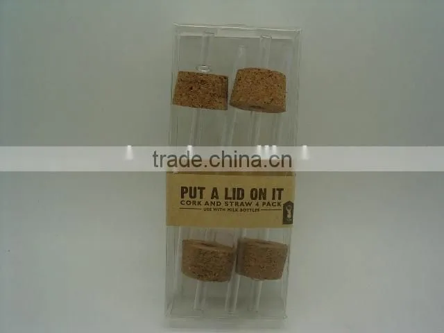 30X20X34mm Oak Bark Cork & PET Straw and PVC Box with Card Sticker on selling