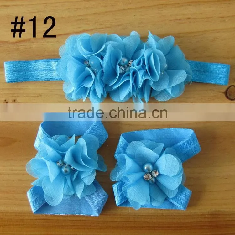 fabric flower headband for kids hair accessories, foot flower band for baby girl