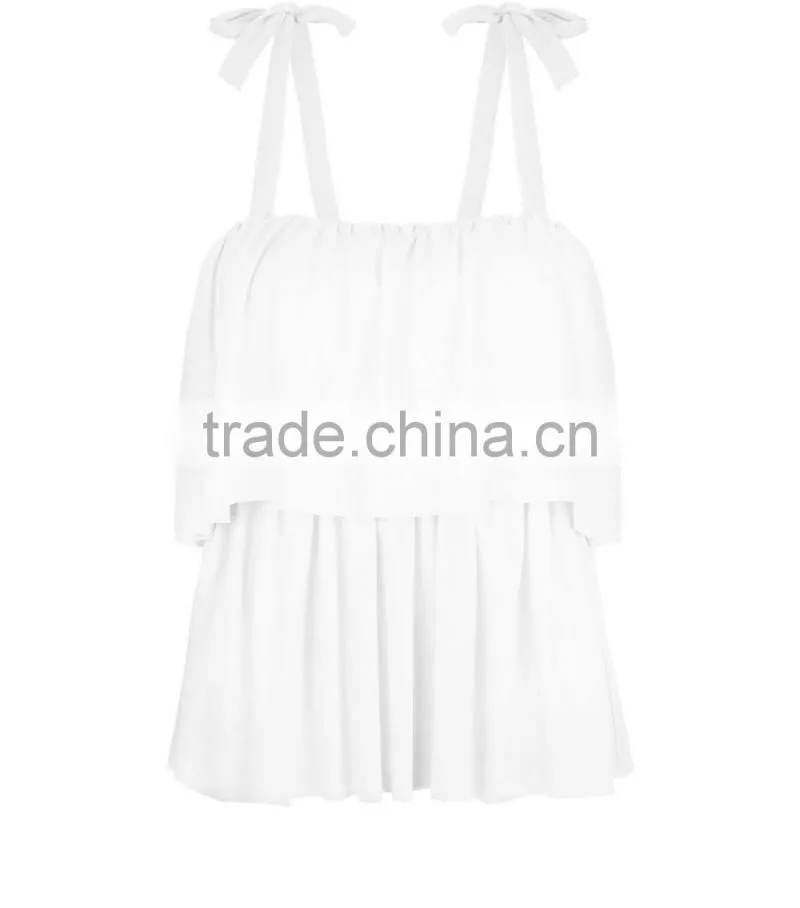 2016 Newest Sexy Layered Tie Strap Cami Sleeveless Top HST8043