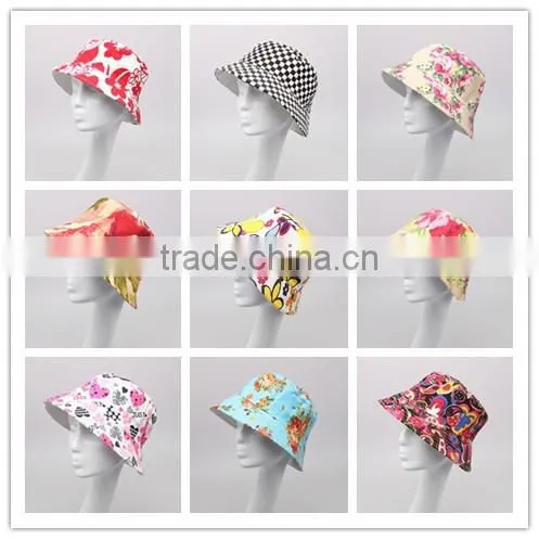 Fishing small order fashion cotton plain cool floral cheap wholesale bucket hats