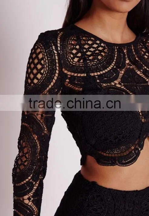 Crochet ladies fashion two piece sets three color designs Bridesmaide wear white lace sets