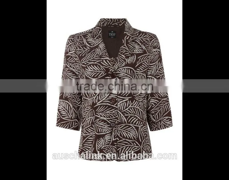 outdoor fashion custom lady all over leaf print jacket wholesale