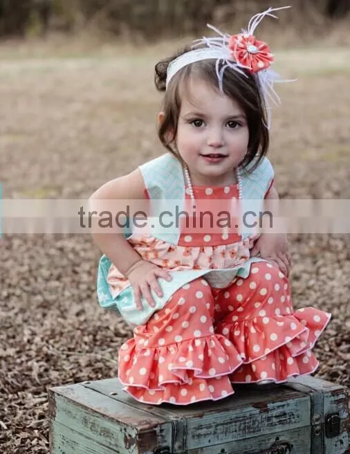 Fashionable Autumn Mustard Pie girls boutique clothing outfits girls ruffle pants set