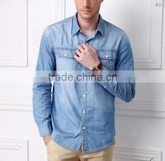 mens blue denimshirt with chest pocket N01