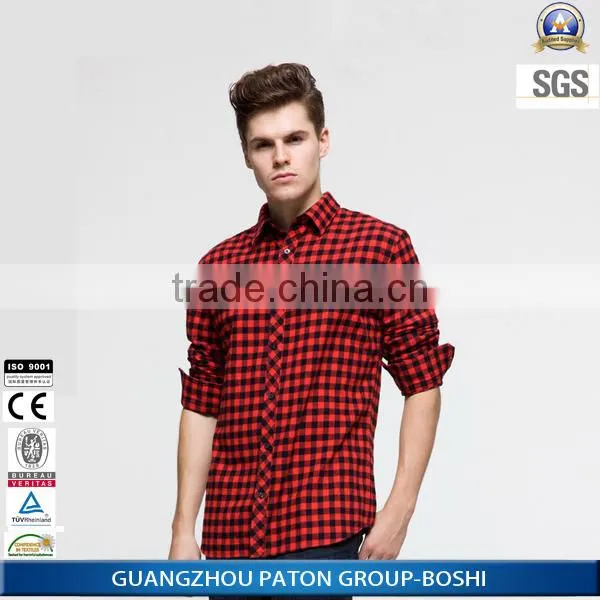 Mens Plaid Shirts Red and Black Western Office Wear for summer