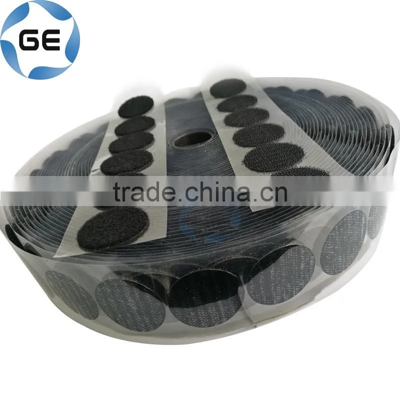 Quality Self-Adhesive Nylon Hook and Loop Dots with Silicone Paper Customized Round Sticky Hookloop Dot with Back Hot Melt Glue