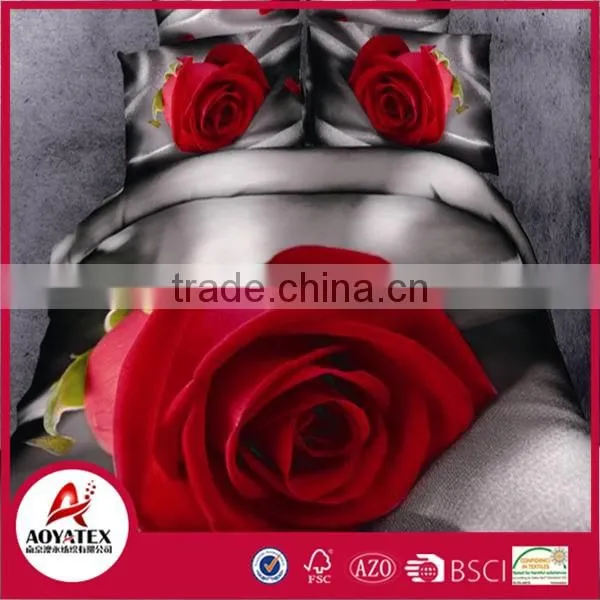 2016new style 13372 60*40s reactive printed 3D rose deisgn bedding set
