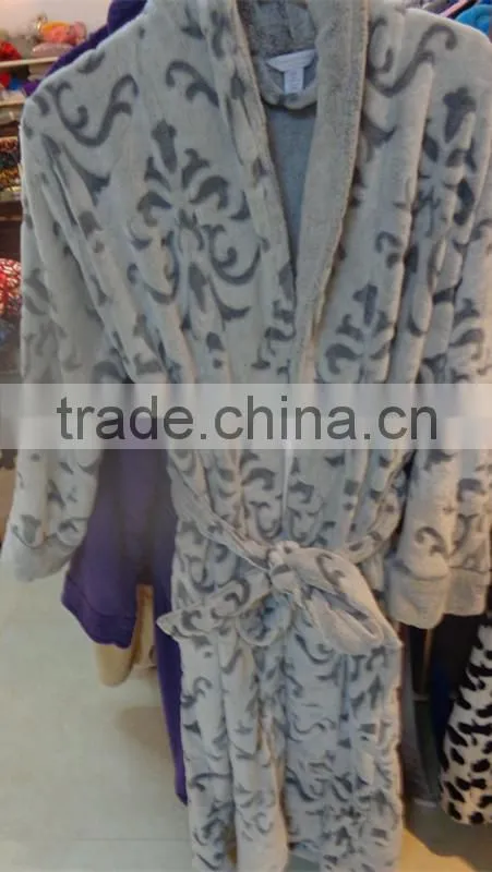 Xinbo cutting flower unisex flannel fleece bathrobe