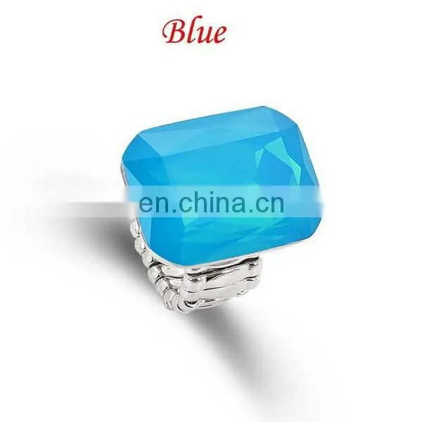 Fashion Rectangle Zircon Ring Stretched Knuckle Ring 7 Colors In Stock