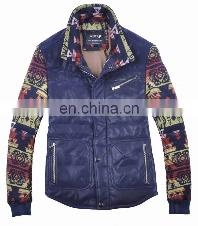 lastest fashion mens bright color leather Korean winter coat 2015