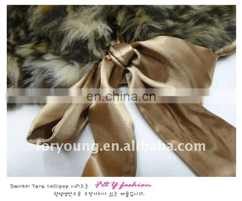 leopard print mink fur shawl fur hooded scarf