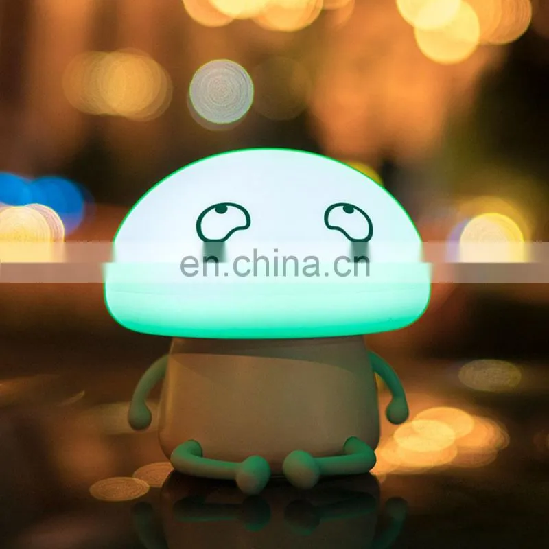 1200mAh Cute Silicone Cartoon Mushroom USB Charging Night Light Touch Sensor LED Lamp